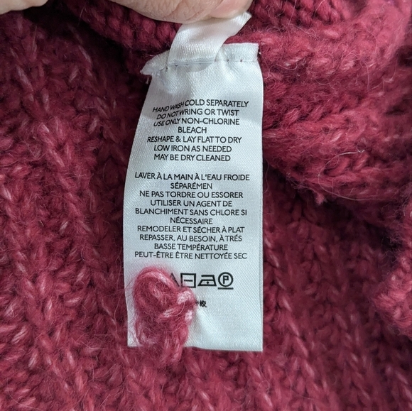 Anthropologie Ramona Cable-Knit Pullover Sweater Berry Alpaca Blend V-Neck XS - Picture 8 of 10